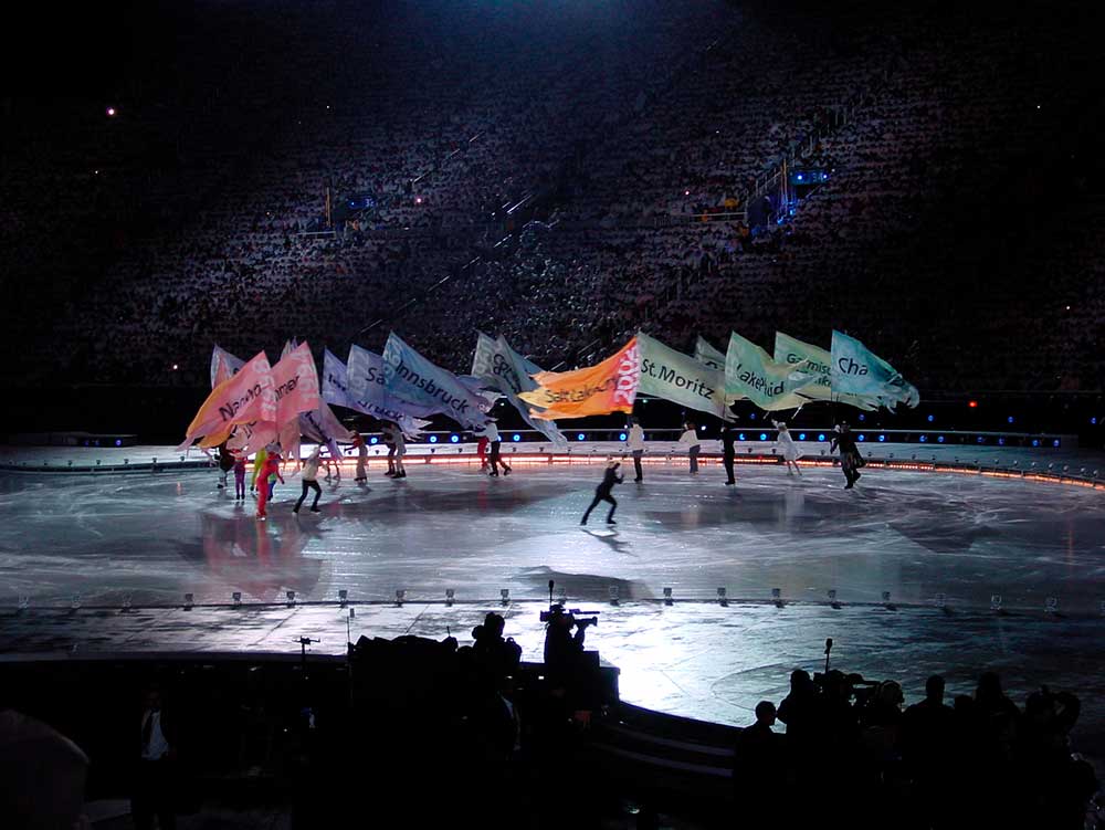 large printed flags for the 2002 Winter Olympic Games