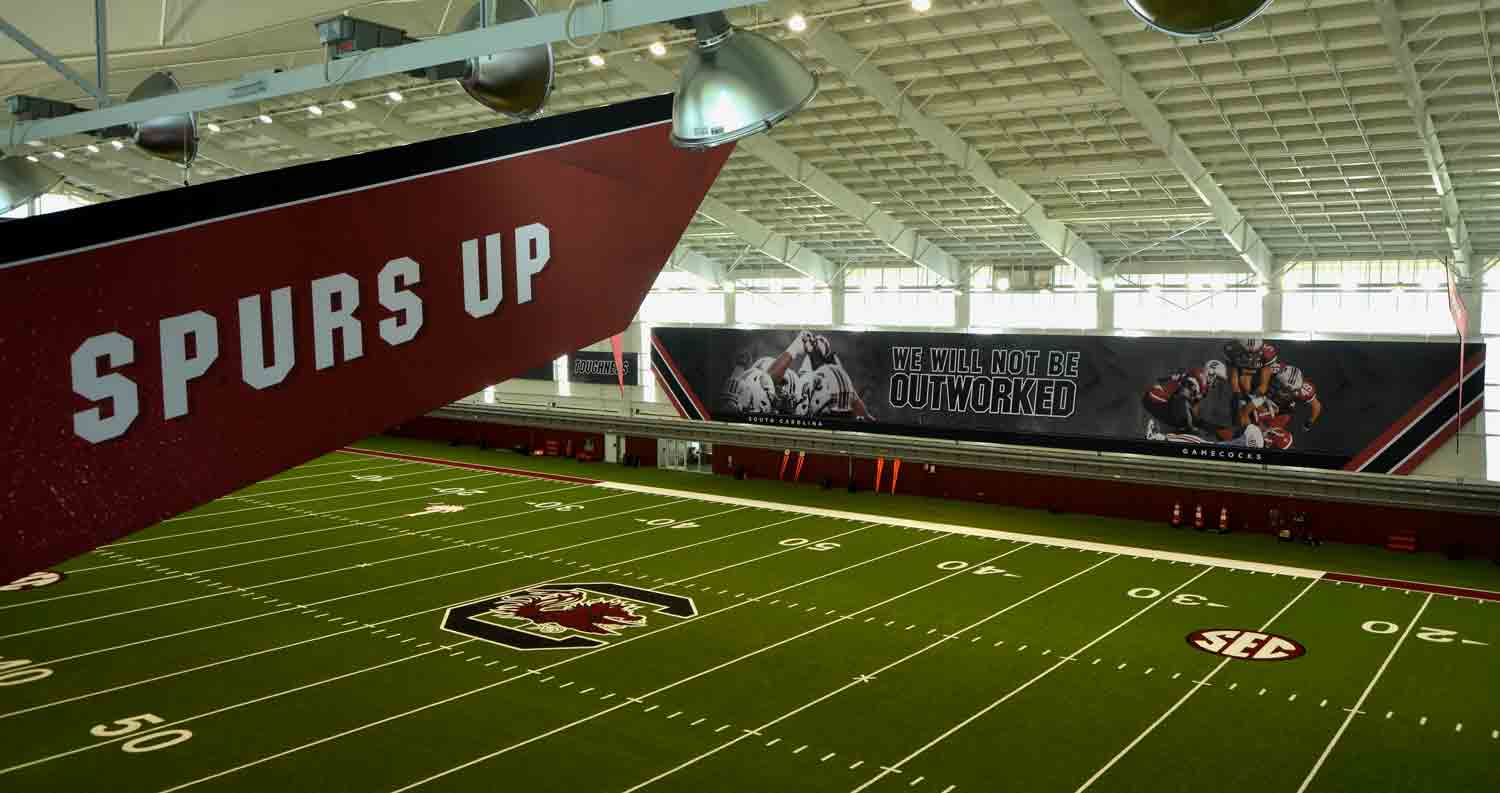 spurs up banners for the university of south carolina