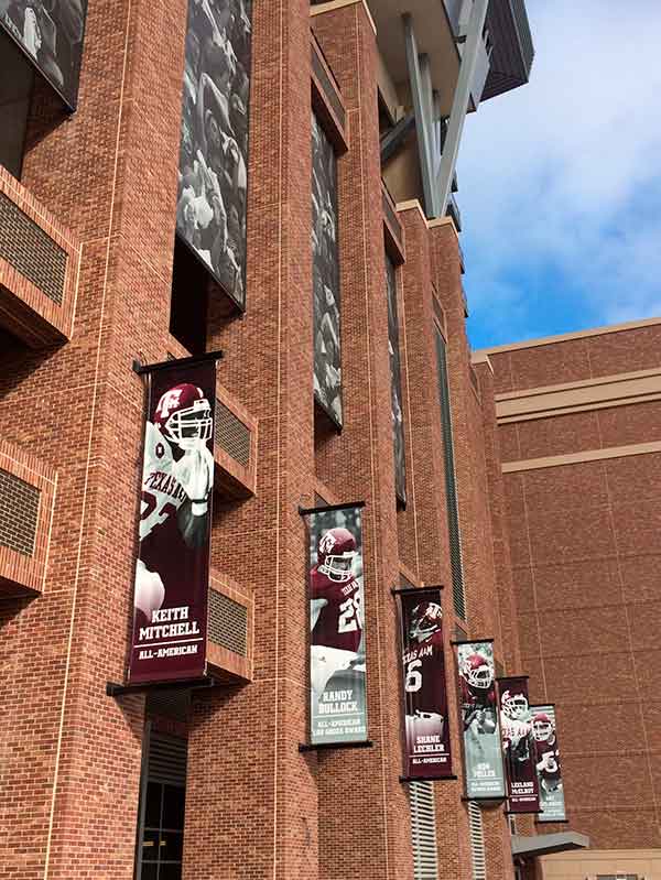 applique banners on Kyle field