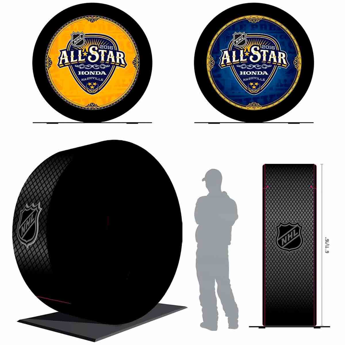 mock up drawings of the NHL All star hockey pucks life-size