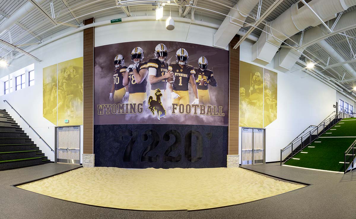 sand pit at an indoor football training facility