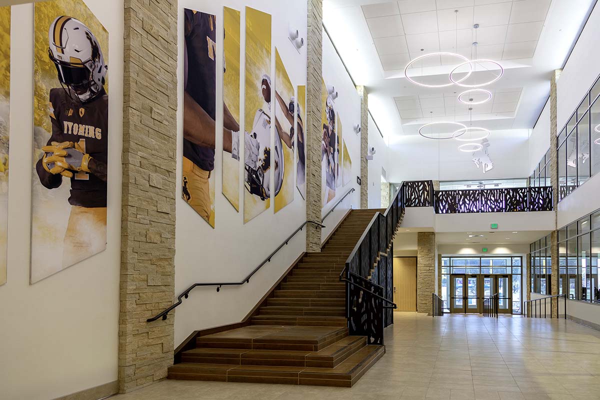 atrium at a football training facility