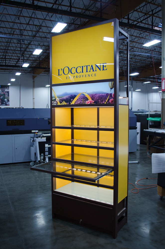 L'Occitane retail location custom shelving