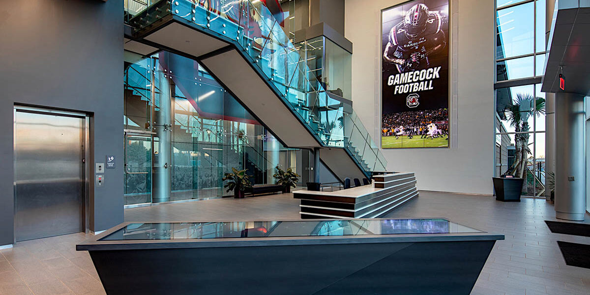 main floor of a football training complex.