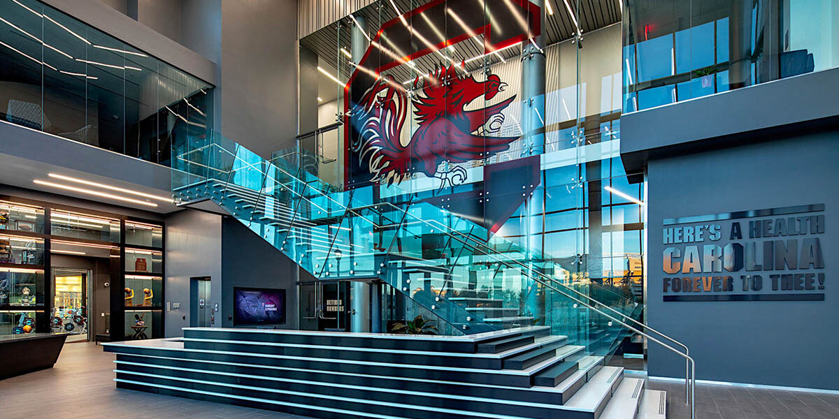 University of South Carolina grand staircase into their football team building