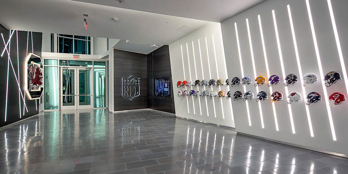 interactive display involving NHL helmets