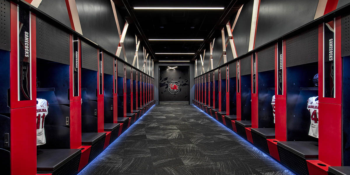 football team room that holds jerseys